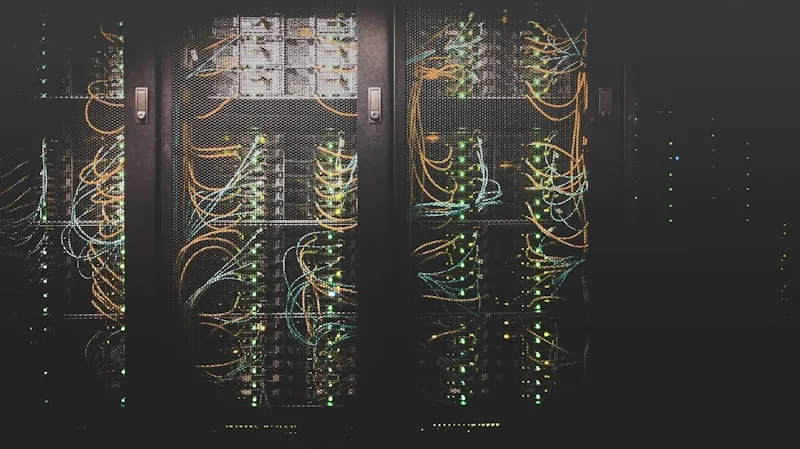 Server room with networking equipment